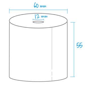 Rollo de papel térmico blanco 60 x 55 x 12 mm