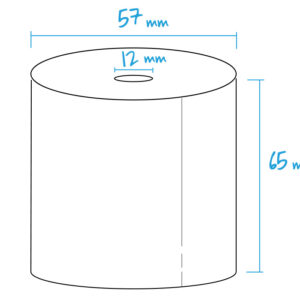Rollo de papel térmico blanco 57 x 65 x 12 mm